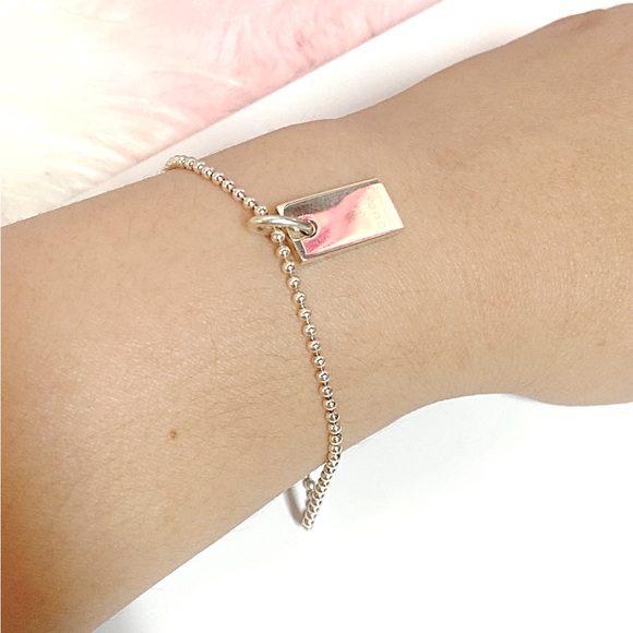 GUCCI Logo Plate Silver 925 Ball Chain Bracelet - Picture 6 of 11
